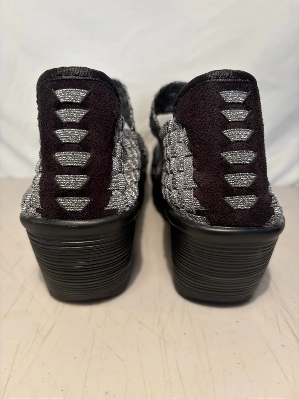 Bernie Mev woven Lilia Women’s Metallic Silver Mary Jane Comfort Shoes 39/8.5